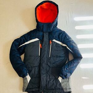 London Fog Navy and Orange Kids Puffer Jacket